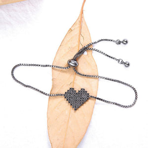 Sweet Bright Heart-shaped Bracelet with Black Cubic Zirconia - Glamorousky