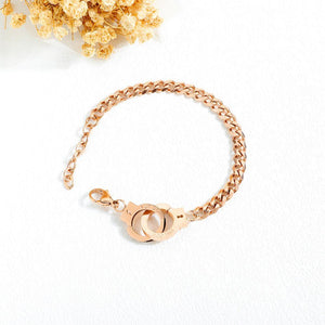 Simple Personality Plated Rose Gold Handcuffs Titanium Steel Bracelet - Glamorousky