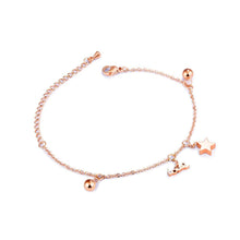 Load image into Gallery viewer, Simple and Fashion Plated Rose Gold Stars and Round Beads Titanium Steel Bracelet - Glamorousky