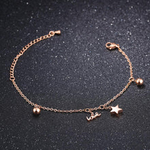 Load image into Gallery viewer, Simple and Fashion Plated Rose Gold Stars and Round Beads Titanium Steel Bracelet - Glamorousky
