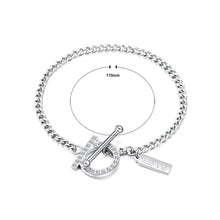 Load image into Gallery viewer, Simple Personality Geometric Round Cubic Zirconia Titanium Steel Bracelet - Glamorousky