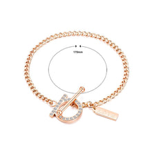 Load image into Gallery viewer, Simple Personality Plated Rose Gold Geometric Round Cubic Zirconia Titanium Steel Bracelet - Glamorousky