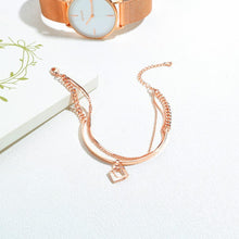 Load image into Gallery viewer, Simple Fashion Plated Rose Gold Geometric Square Double Bracelet - Glamorousky