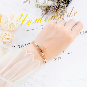 Simple Fashion Plated Rose Gold Geometric Square Double Bracelet - Glamorousky