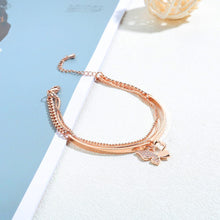 Load image into Gallery viewer, Fashion and Elegant Plated Rose Gold Butterfly Double Bracelet with Cubic Zirconia - Glamorousky