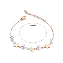 Load image into Gallery viewer, Simple and Elegant Plated Rose Gold Star Pearl Titanium Steel Bracelet - Glamorousky