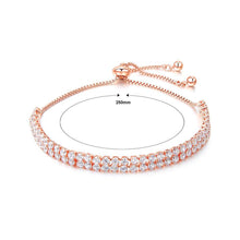 Load image into Gallery viewer, Fashion Plated Rose Gold Geometric Double Row Cubic Zirconia Bracelet - Glamorousky