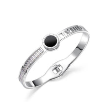 Load image into Gallery viewer, Elegant and Fashion Roman Numeral Geometric Round Titanium Steel Bangle with Cubic Zirconia - Glamorousky