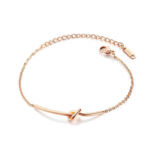 Load image into Gallery viewer, Simple and Sweet Plated Rose Gold Knotted Titanium Steel Bracelet - Glamorousky