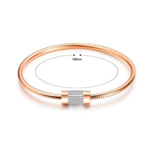 Load image into Gallery viewer, Fashion and Simple Plated Rose Gold Geometric Cylindrical Cubic Zirconia Titanium Titanium Bangle - Glamorousky