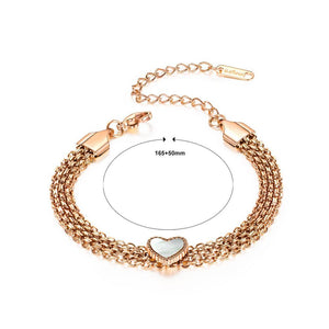 Elegant and Romantic Plated Rose Gold Heart-shaped Titanium Steel Multi-layer Bracelet - Glamorousky