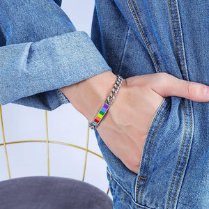 Fashion Personality Rainbow Titanium Steel Bracelet with Blue Cubic Zirconia - Glamorousky