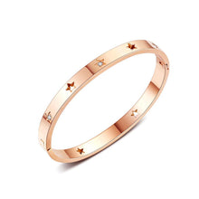 Load image into Gallery viewer, Fashion and Simple Plated Rose Gold Titanium Steel Bangle with Cubic Zirconia - Glamorousky