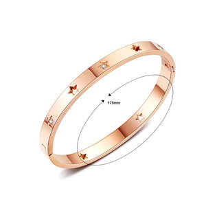 Fashion and Simple Plated Rose Gold Titanium Steel Bangle with Cubic Zirconia - Glamorousky
