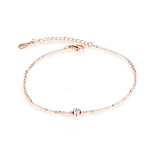 Load image into Gallery viewer, Simple and Fashion Plated Rose Gold Geometric Round Cubic Zirconia Anklet - Glamorousky