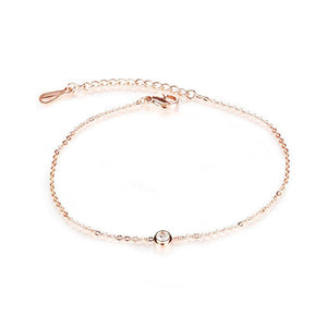 Simple and Fashion Plated Rose Gold Geometric Round Cubic Zirconia Anklet - Glamorousky