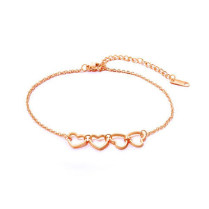Simple and Romantic Plated Rose Gold Hollow Heart Titanium Steel Anklet - Glamorousky