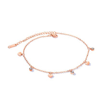 Load image into Gallery viewer, Simple and Romantic Plated Rose Gold Heart Shaped Cubic Zirconia Titanium Anklet - Glamorousky