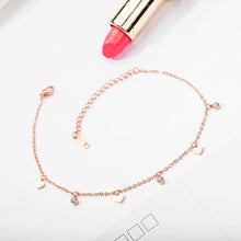 Load image into Gallery viewer, Simple and Romantic Plated Rose Gold Heart Shaped Cubic Zirconia Titanium Anklet - Glamorousky