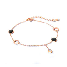Load image into Gallery viewer, Simple and Fashion Plated Rose Gold Geometric Round Cubic Zirconia Titanium Steel Anklet - Glamorousky