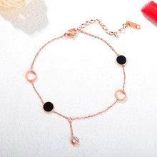Load image into Gallery viewer, Simple and Fashion Plated Rose Gold Geometric Round Cubic Zirconia Titanium Steel Anklet - Glamorousky