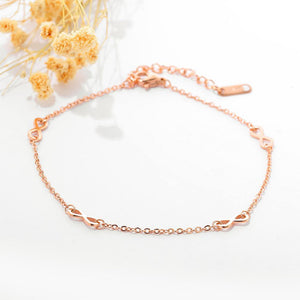 Fashion and Simple Plated Rose Gold Infinite Symbol Titanium Steel Anklet - Glamorousky