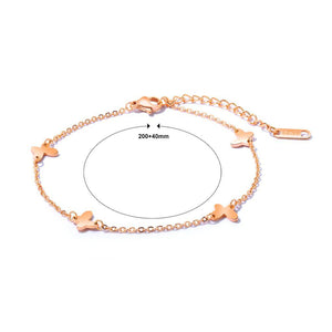 Elegant and Fahsion Plated Rose Gold Butterfly Titanium Steel Anklet - Glamorousky