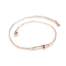 Load image into Gallery viewer, Simple Classic Plated Rose Gold Cross Titanium Steel Anklet - Glamorousky