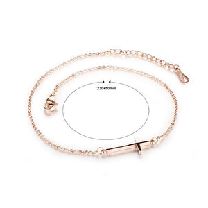 Simple Classic Plated Rose Gold Cross Titanium Steel Anklet - Glamorousky