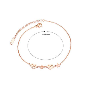 Simple and Fashion Plated Rose Gold Heart-shaped Stars Titanium Steel Anklet - Glamorousky