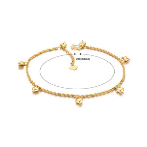 Simple and Romantic Plated Gold Heart Anklet - Glamorousky