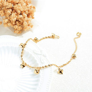 Simple and Romantic Plated Gold Heart Anklet - Glamorousky