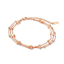 Load image into Gallery viewer, Simple and Fashion Plated Rose Gold Geometric Round Beads Multilayer Titanium Steel Anklet - Glamorousky