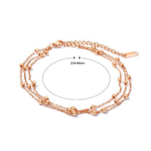 Load image into Gallery viewer, Simple and Fashion Plated Rose Gold Geometric Round Beads Multilayer Titanium Steel Anklet - Glamorousky