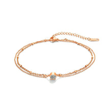 Load image into Gallery viewer, Simple Temperament Plated Rose Gold Geometric Cubic Zircon Titanium Steel Double-layer Anklet - Glamorousky