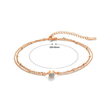 Load image into Gallery viewer, Simple Temperament Plated Rose Gold Geometric Cubic Zircon Titanium Steel Double-layer Anklet - Glamorousky