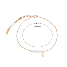 Load image into Gallery viewer, Simple and Elegant Plated Rose Gold Star Pearl Titanium Steel Anklet - Glamorousky
