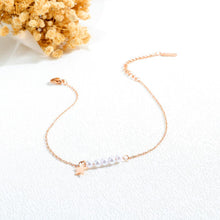 Load image into Gallery viewer, Simple and Elegant Plated Rose Gold Star Pearl Titanium Steel Anklet - Glamorousky