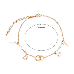 Simple and Creative Plated Rose Gold Star Key Round Titanium Steel Anklet - Glamorousky