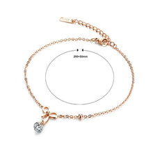 Load image into Gallery viewer, Elegant and Fashion Plated Rose Gold Ribbon Cubic Zirconia Titanium Steel Anklet - Glamorousky