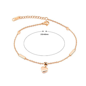 Simple and Romantic Plated Rose Gold Heart-shaped Titanium Steel Anklet - Glamorousky