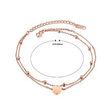 Load image into Gallery viewer, Simple and Sweet Plated Rose Gold Heart-shaped Titanium Steel Double-layer Anklet - Glamorousky