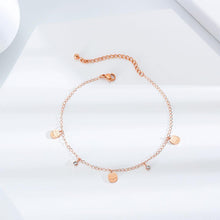 Load image into Gallery viewer, Simple Personality Plated Rose Gold Lucky Cat Cubic Zirconia Titanium Steel Anklet - Glamorousky