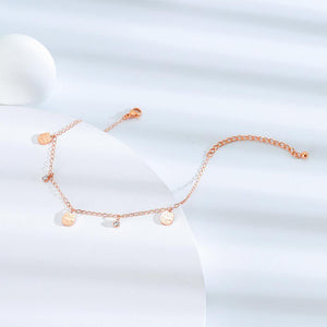 Simple Personality Plated Rose Gold Lucky Cat Cubic Zirconia Titanium Steel Anklet - Glamorousky