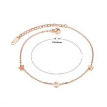 Load image into Gallery viewer, Simple Personality Plated Rose Gold Geometric Round Flower Titanium Steel Anklet with Cubic Zirconia - Glamorousky