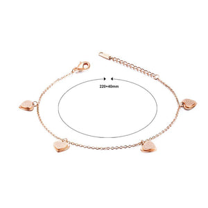 Fashion and Romantic Plated Rose Gold Heart-shaped Titanium Steel Anklet - Glamorousky