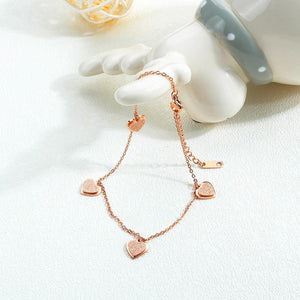 Fashion and Romantic Plated Rose Gold Heart-shaped Titanium Steel Anklet - Glamorousky