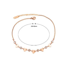 Load image into Gallery viewer, Simple and Romantic Plated Rose Gold Heart-shaped Cubic Zirconia Titanium Anklet - Glamorousky