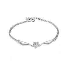 Load image into Gallery viewer, Elegant Romantic Heart-shaped Angel Wings Cubic Zirconia Anklet - Glamorousky