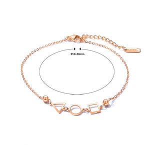 Simple Personality Plated Rose Gold Geometric Round Triangle Square Titanium Steel Anklet - Glamorousky